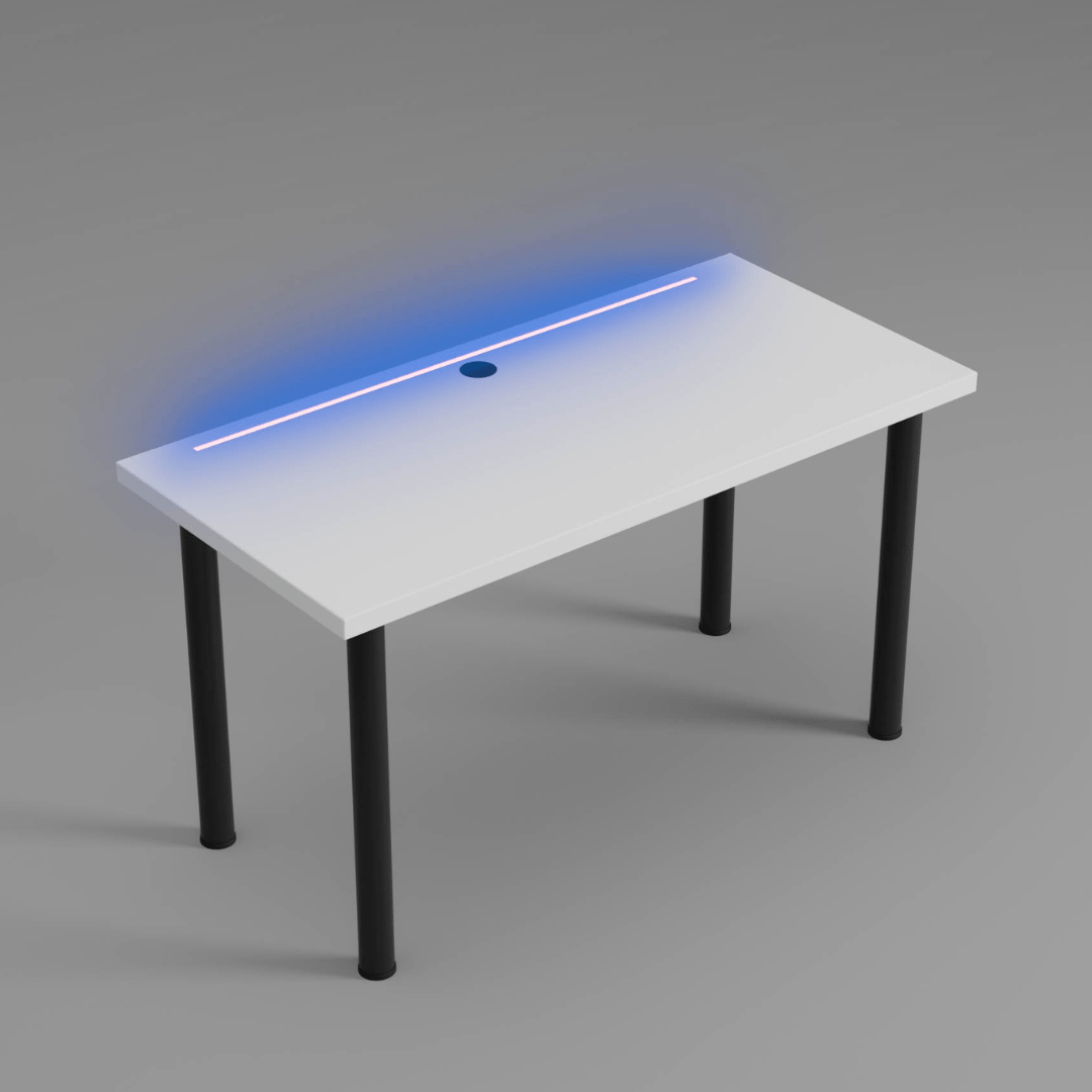 biurko led wbudowany w blat białe
