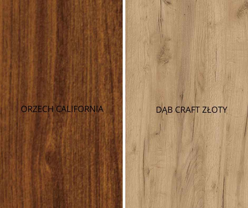 orzech california, dąb craft złoty kolory porównanie